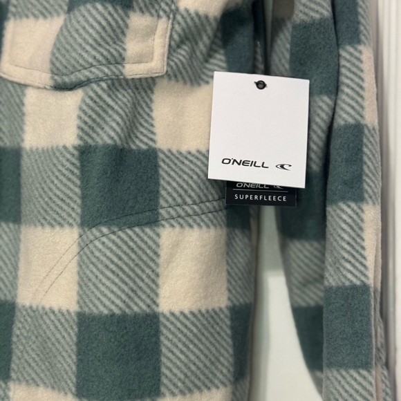 O’Neill Women’s Small Zuma Superleece Flannel Shirt Silver Pine - Picture 2 of 8